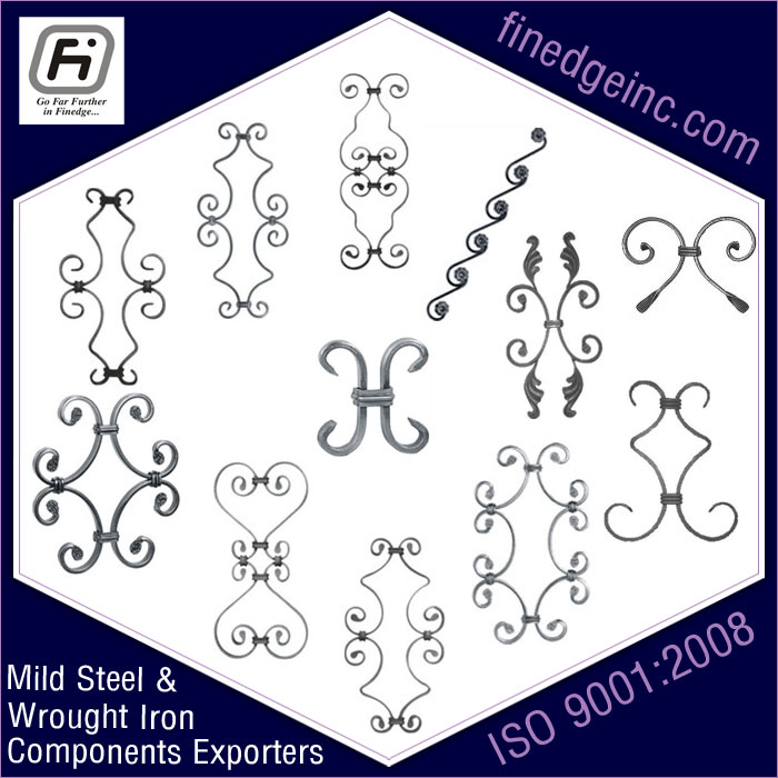 clip on unit wrought iron hardware ornamental iron components fencing parts decorative steel railing materials gate grill accessories parts manufacturers suppliers exporters in India UK USA Germany Italy Canada UAE