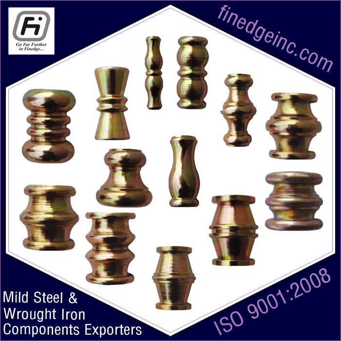 steel turned collars wrought iron hardware ornamental iron components fencing parts decorative steel railing materials gate grill accessories parts manufacturers suppliers exporters in India UK USA Germany Italy Canada UAE