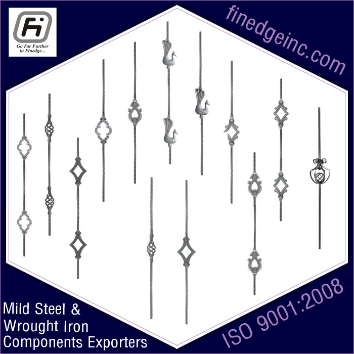 pickets wrought iron hardware ornamental iron components fencing parts decorative steel railing materials gate grill accessories parts manufacturers suppliers exporters in India UK USA Germany Italy Canada UAE