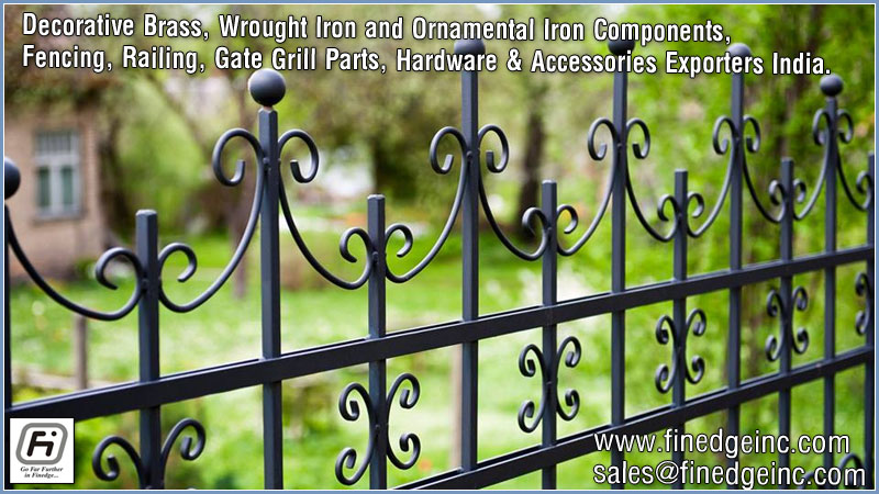 wrought iron hardware ornamental iron components fencing parts decorative steel railing materials gate grill accessories parts manufacturers suppliers exporters in India UK USA Germany Italy Canada UAE