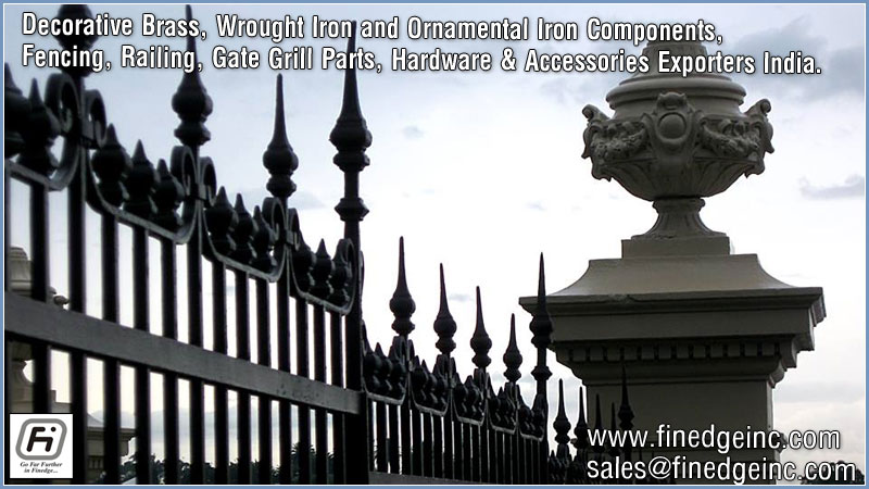 wrought iron hardware ornamental iron components fencing parts decorative steel railing materials gate grill accessories parts manufacturers suppliers exporters in India UK USA Germany Italy Canada UAE