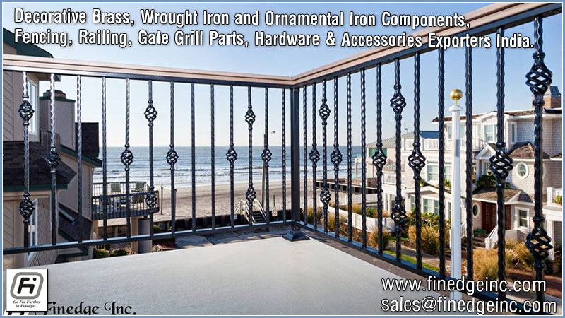 wrought iron hardware ornamental iron components fencing parts decorative steel railing materials gate grill accessories parts manufacturers suppliers exporters in India UK USA Germany Italy Canada UAE