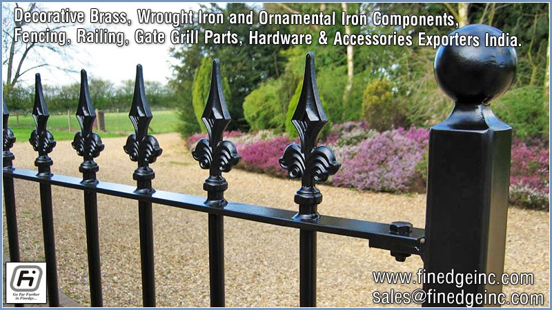 wrought iron hardware ornamental iron components fencing parts decorative steel railing materials gate grill accessories parts manufacturers suppliers exporters in India UK USA Germany Italy Canada UAE