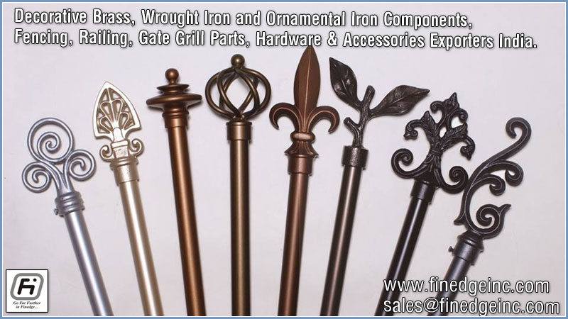 wrought iron hardware ornamental iron components fencing parts decorative steel railing materials gate grill accessories parts manufacturers suppliers exporters in India UK USA Germany Italy Canada UAE