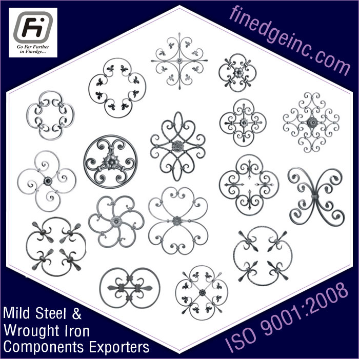 iron rossette wrought iron hardware ornamental iron components fencing parts decorative steel railing materials gate grill accessories parts manufacturers suppliers exporters in India UK USA Germany Italy Canada UAE